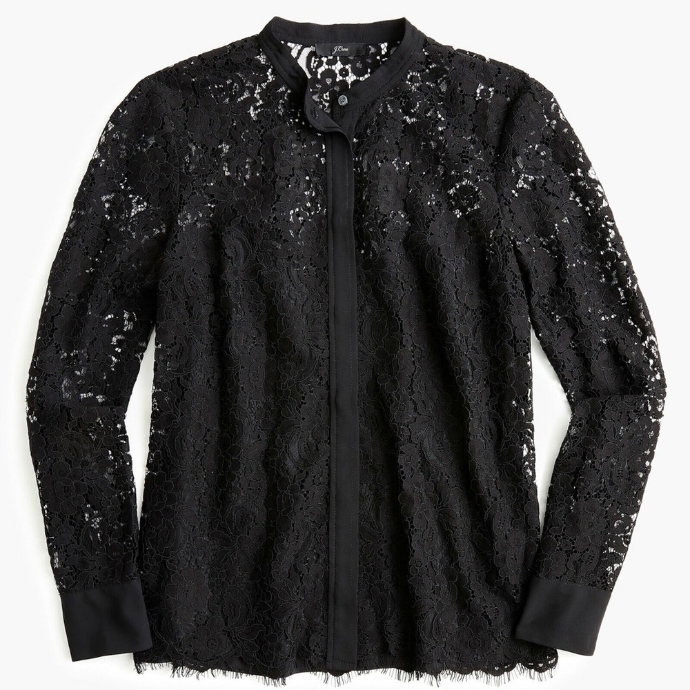 J. Crew Button-up Lace Top in Black, sz 4